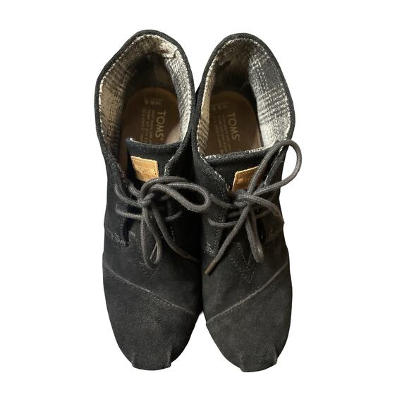 TOMS Suede Wedge Ankle Boots Grunge Black Capsule Size 8.5 Women's - Picture 2 of 5